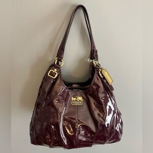 Coach Madison Maggie Deep Burgundy Patent Leather Hobo/Shoulder Bag